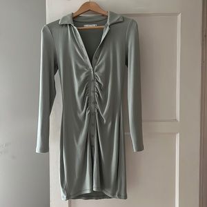 Abercrombie and Fitch - Rusched Ribbed Sage Green Dress Size XS